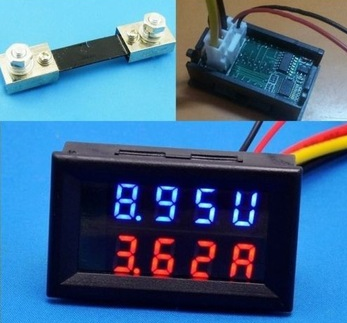 DC 0-200V/100A Two-color Red Blue Display LED Volt Amp Meter 2in1 DC Voltmeter 